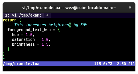 demonstrating setting brightness to 1.5