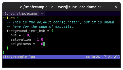 demonstrating the appearance of the default value