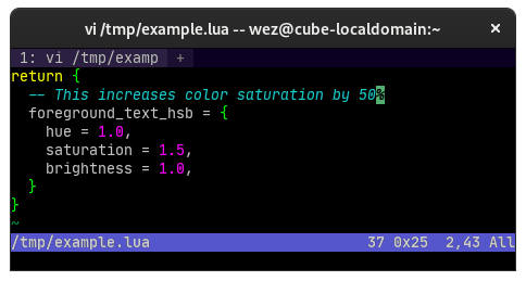 demonstrating setting saturating to 1.5