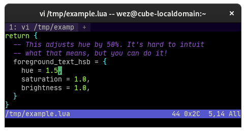 demonstrating setting hue to 1.5